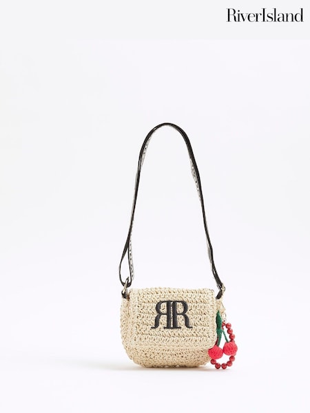 River Island Beige Girls Mono Raffia Cross-Body Bag (F34271) | £20