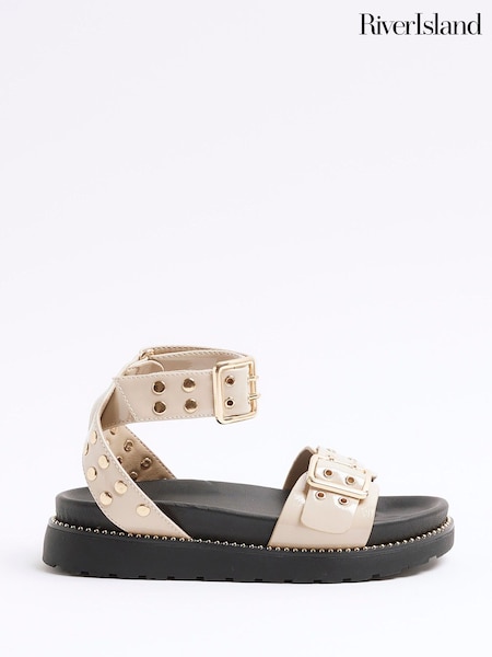 River Island Brown Girls Eyelet Strap Chunky Sandals (F34277) | £24