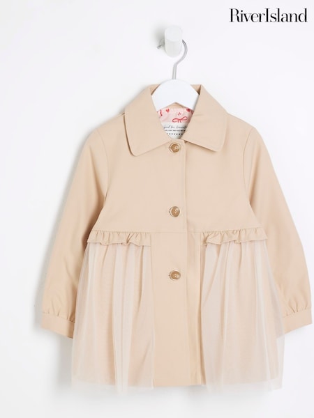 River Island Beige Girls Tulle Trench Coat (F34278) | £30