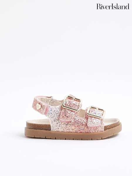 River Island Pink Girls Glitter Ombre Sandals (F34279) | £21