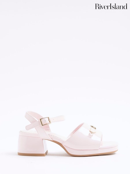 River Island Pink Girls Heart Trim Heeled Sandals (F34290) | £28
