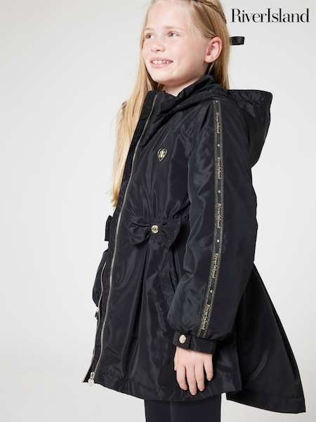 River Island Black Girls Cinched Bow Jacket (F34291) | £38
