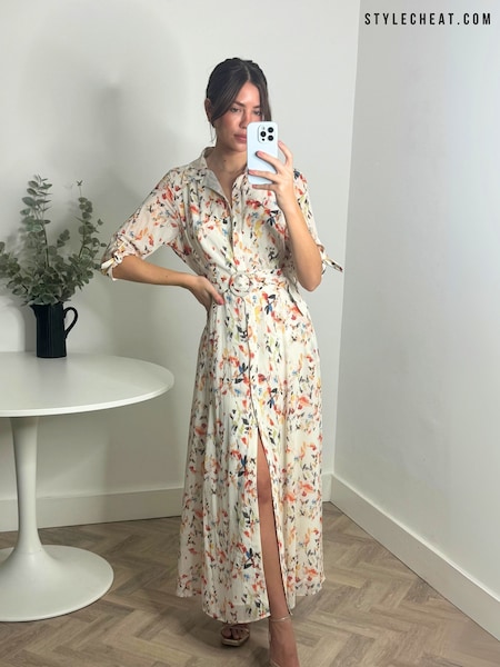 Style Cheat White Daphne Belted Shirt Dress (F34297) | £58