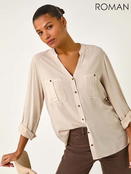 Roman Natural Buttoned Pocket Shirt (F34400) | £40