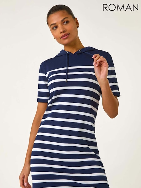 Roman Blue Stripe Hooded Knit Dress (F34407) | £45