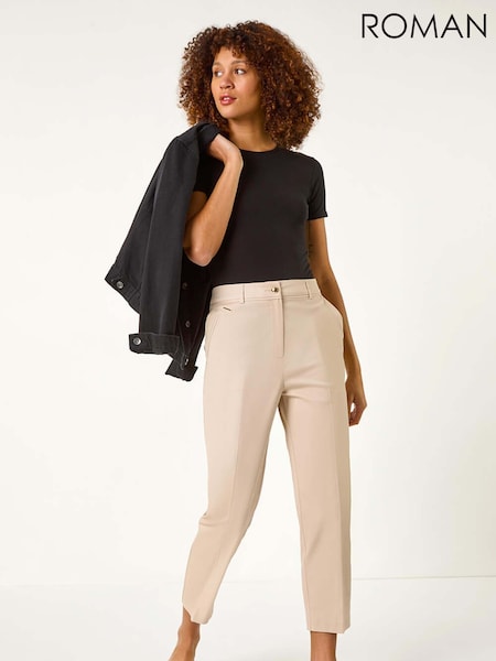 Roman Natural Cotton Stretch Cropped Trousers (F34431) | £36