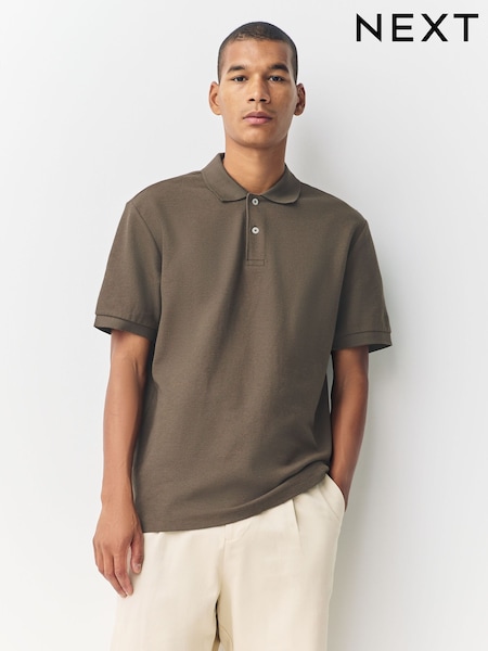 Stone Neutral Textured Smart Polo Shirt (F34467) | £20