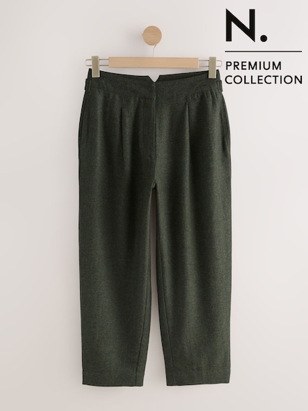 Green N. Premium Barrel Leg Trousers With Wool (F34562) | £68