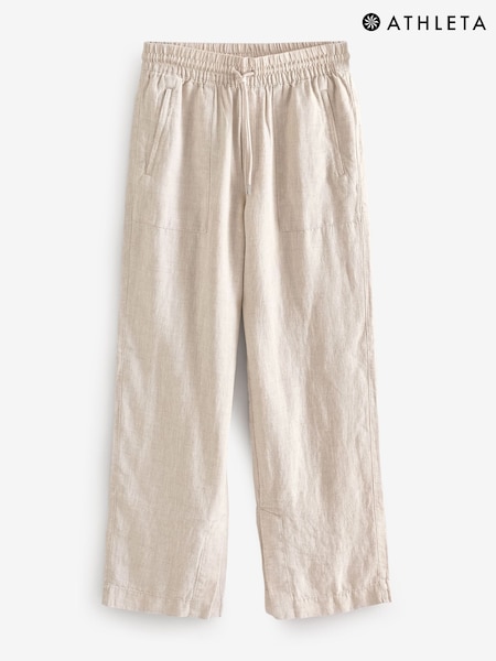 Athleta Beige Retreat Linen Wide Leg Pant (F34578) | £105