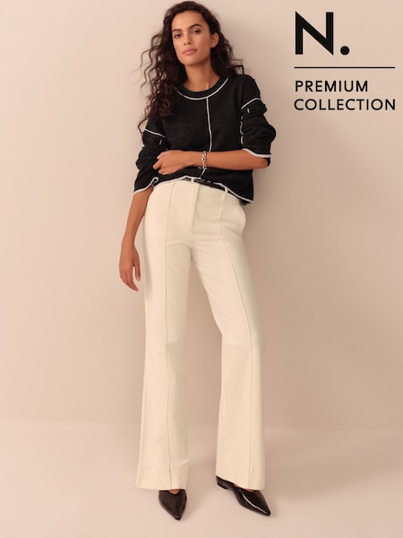 Ecru N. Premium Cord Bootcut Trousers (F34637) | £46