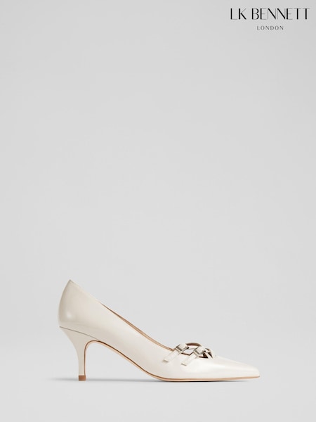 LK Bennett Natural Laila Patent Buckle Courts (F34712) | £329
