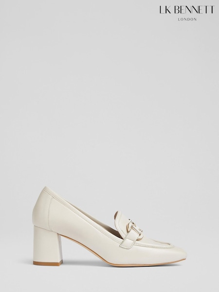 LK Bennett Natural Luca Nappa Leather Block Heel Snaffle Courts (F34730) | £329