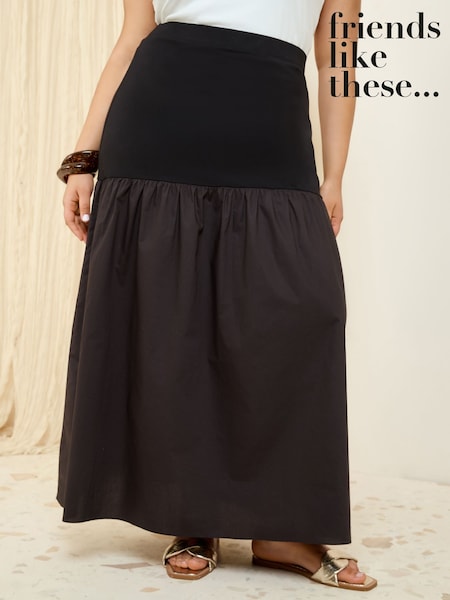 Friends Like These Black Curve Dropped Waist Maxi Skirt (F34835) | £30