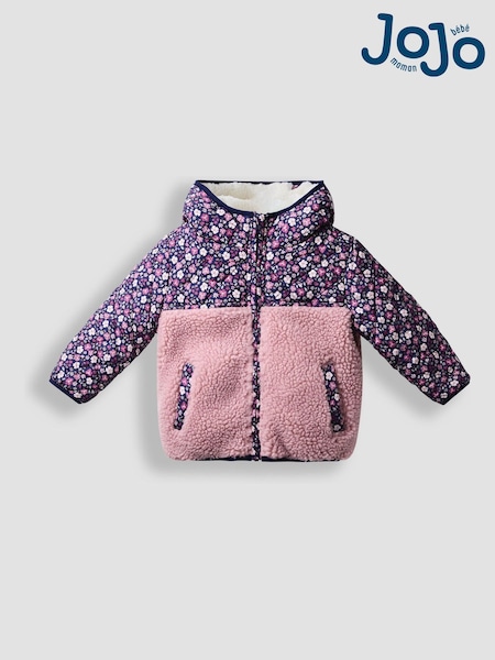 JoJo Maman Bébé Pink Reversible Fleece Lined Jacket (F34874) | £45.50 - £49.50
