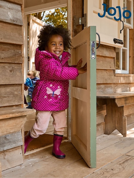 JoJo Maman Bébé Purple Fleece Lined Puffer Coat (F34899) | £49.50 - £53.50