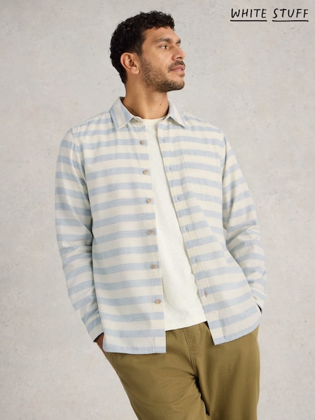 White Stuff White Neppy Stripe Long Sleeve 100% Cotton Shirt (F34971) | £55