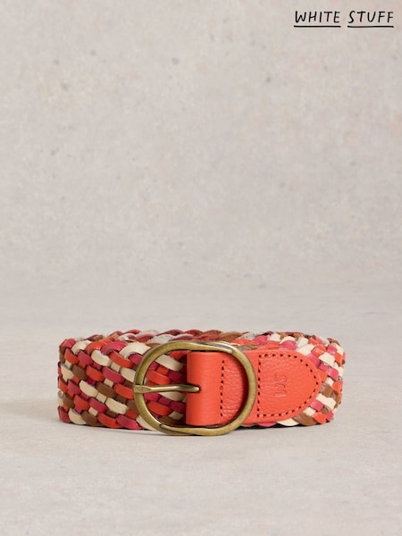 White Stuff Red Leather Weave Belt (F34973) | £35