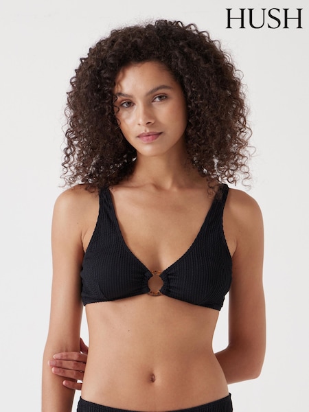 Hush Black Crinkle Ring Bikini Top (F35212) | £50