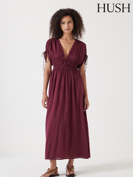 Hush Red Grace Cotton Blend Midi Dress (F35220) | £80