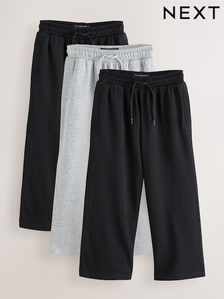 Black/Grey Wide Fit Joggers 3 Pack (3-16yrs) (F35245) | £30 - £45