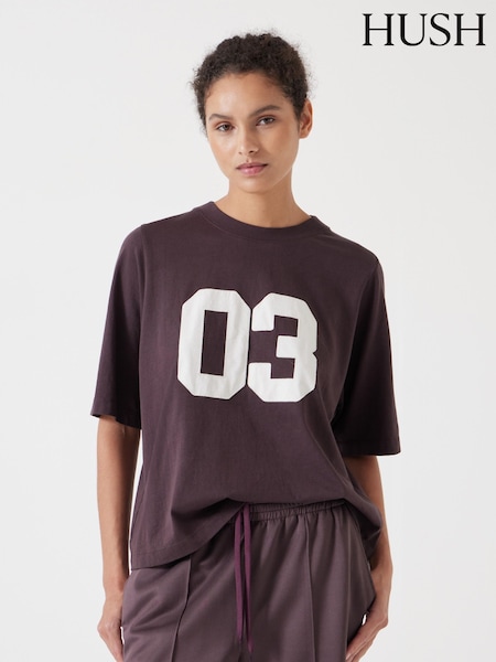 Hush Brown Collegiate Graphic 100% Cotton T-Shirt (F35246) | £40
