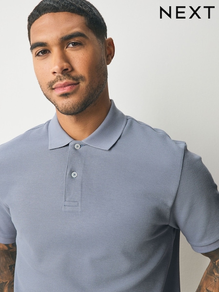 Blue Textured Smart Polo Shirt (F35247) | £20
