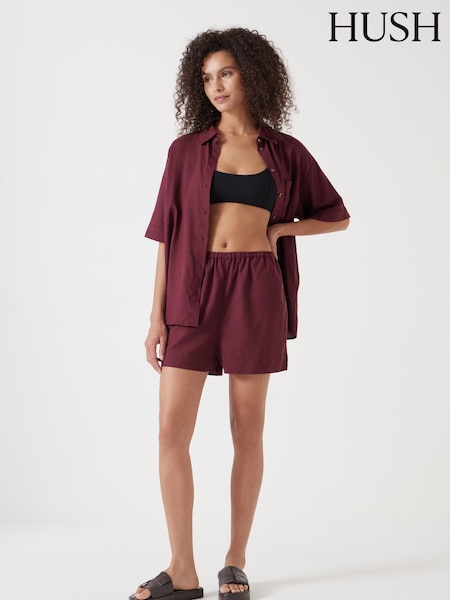 Hush Red Lana Linen Blend Shorts (F35282) | £55