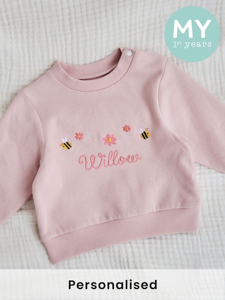 My 1st Years Personalised Floral Bee 100% Cotton Sweatshirt (F35300) | £24