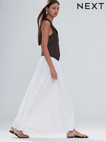 White Tiered Maxi Skirt (F35362) | £28