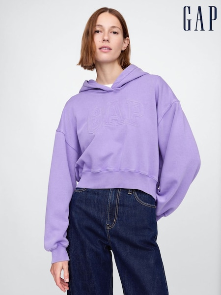 Gap Purple Vintage Soft Fleece-Lined Cropped Logo Hoodie (F35509) | £35