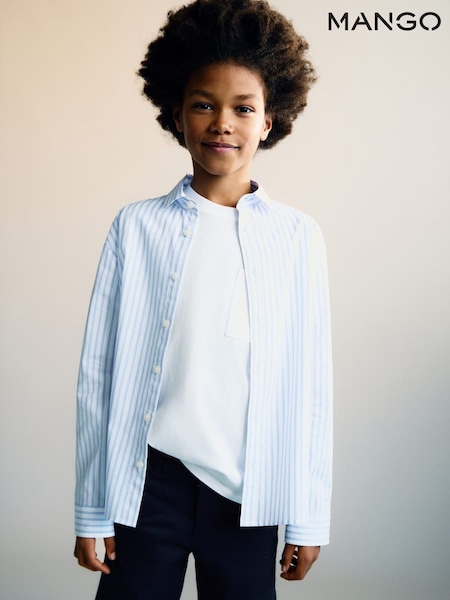 Mango Blue Striped Cotton Shirt (F35527) | £18