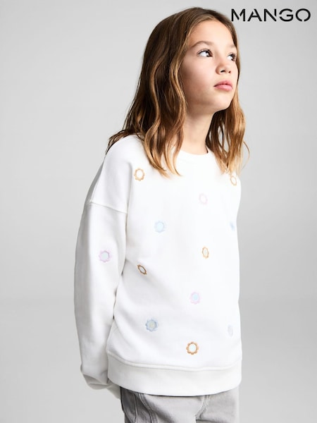 Mango Cream Floral Appliqué Sweatshirt (F35534) | £28