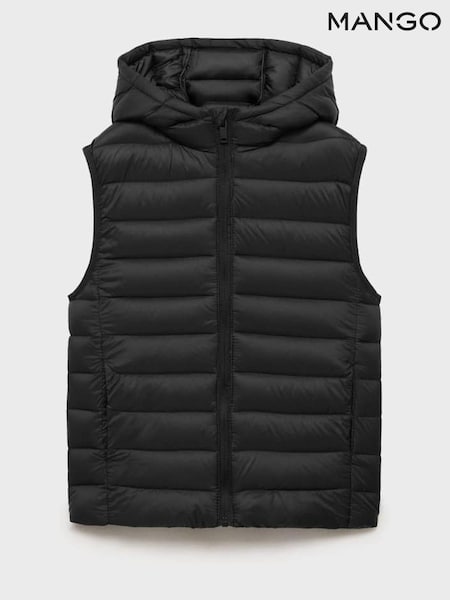 Mango Black Quilted Gilet With Hood (F35545) | £26