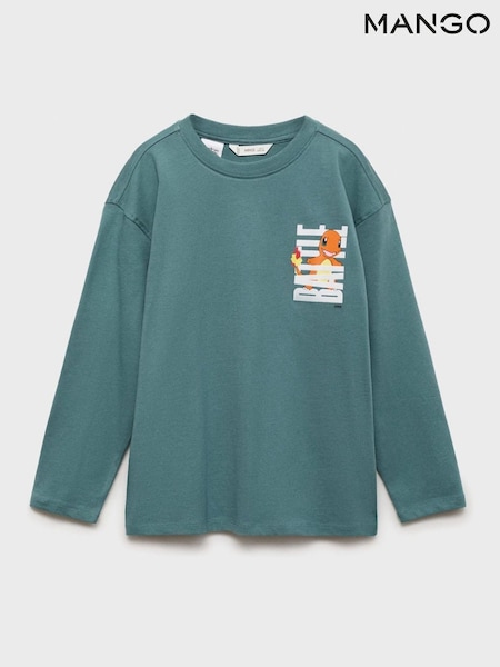 Mango Green Pokemon Print 100% Cotton Long Sleeve T-Shirt (F35557) | £15