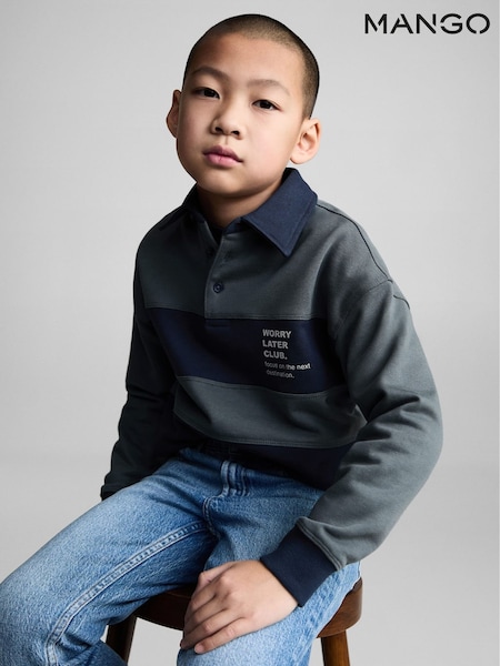 Mango Blue Striped Polo Sweatshirt (F35576) | £26