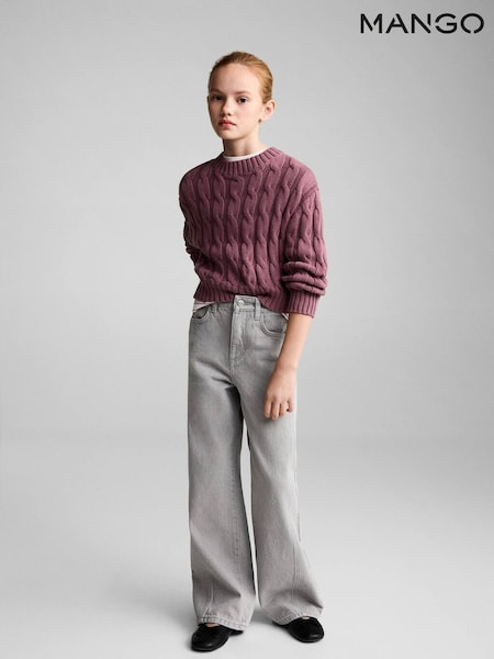 Mango Purple Cable Knit Jumper (F35579) | £26