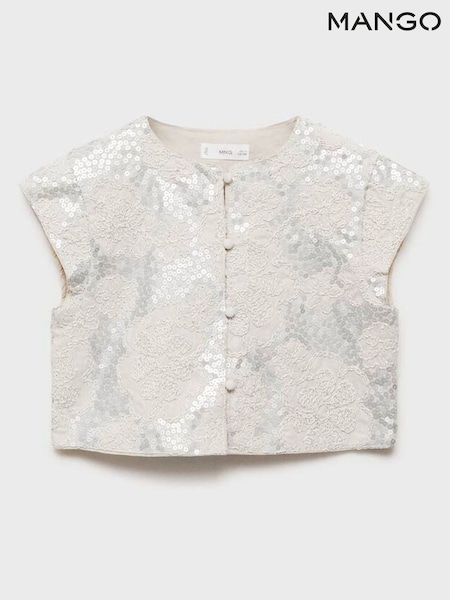 Mango Cream Embroidered Gilet (F35583) | £28