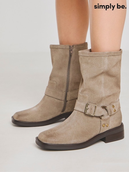 Simply Be Natural Harness Buckle Boots In Extra Wide Fit (F35593) | £70