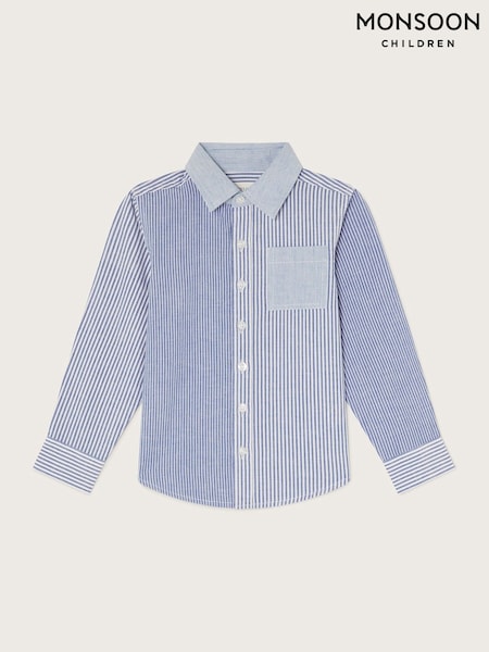 Monsoon Blue Contrast Stripe 100% Cotton Shirt (F35806) | £20 - £21