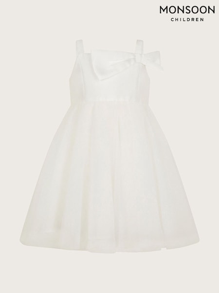 Monsoon Natural Baby Betty Bow Twill Dress (F35814) | £40 - £42
