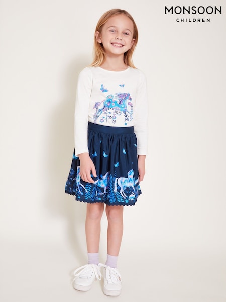 Monsoon Blue Horse Print Skirt (F35824) | £18 - £22