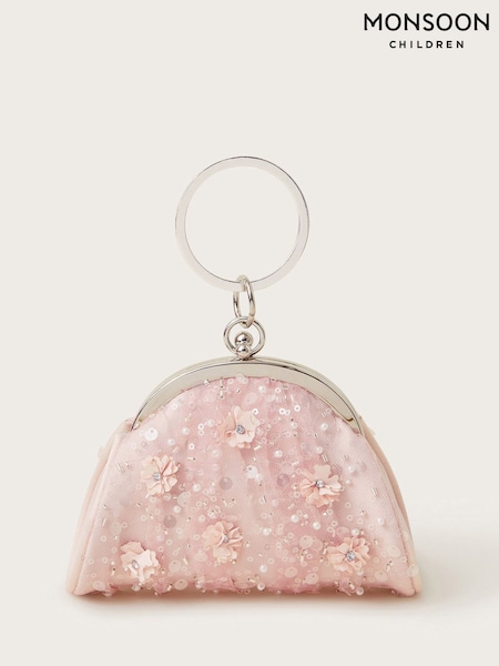 Monsoon Pink Embroidered Tulle Bangle Mini Bag (F35834) | £22