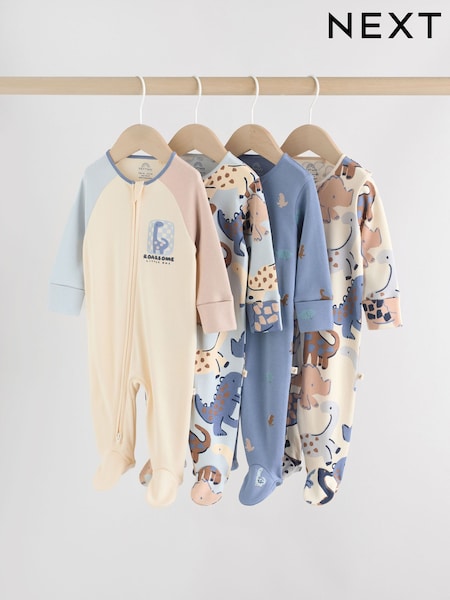 Navy Baby Two Way Zip Sleepsuits 4 Pack (0mths-2yrs) (F35918) | £26 - £28