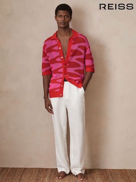 Reiss Pink Soliel Reiss | Ché Wave Crochet Shirt (F35959) | £130