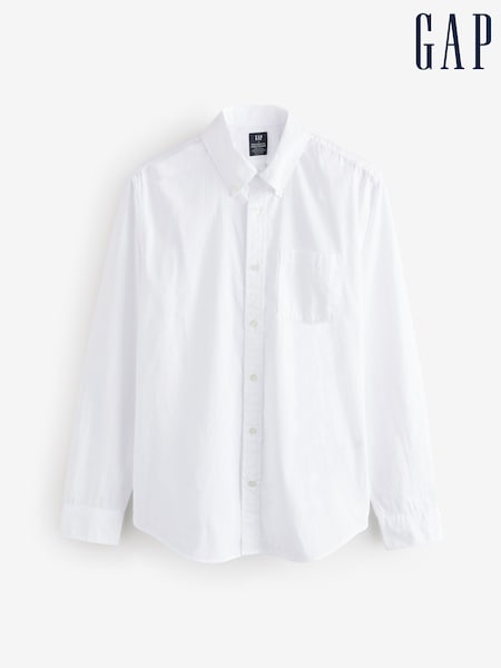 Gap White All Day Regular Fit Long Sleeve Poplin Shirt (F35975) | £40