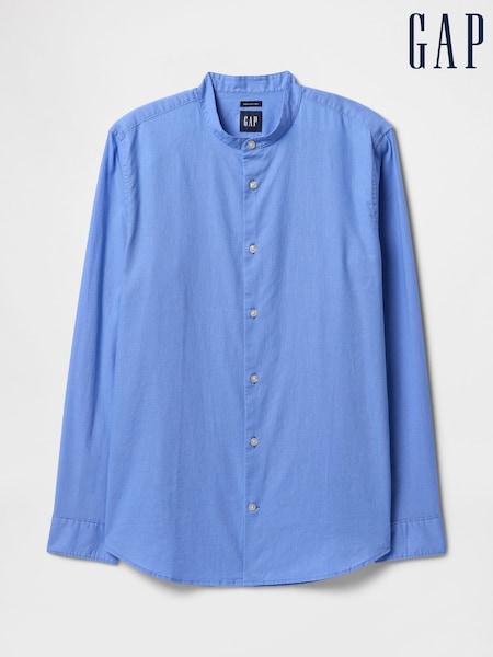 Gap Blue Linen-Cotton Band Collar Shirt (F35976) | £50
