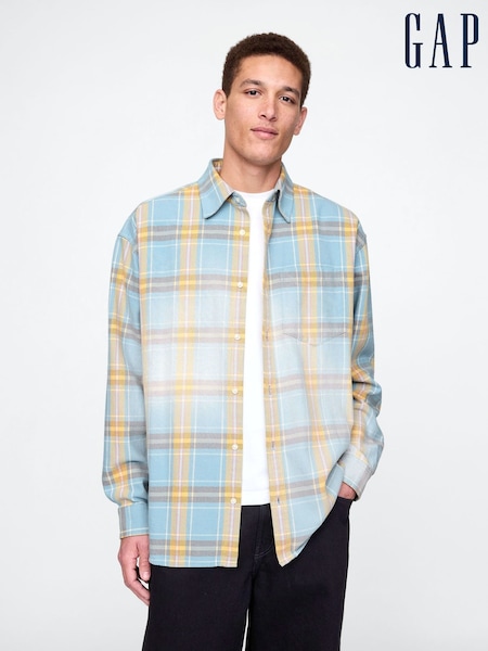 Gap Blue & Yellow Check Cotton Twill Oversized Shirt (F35991) | £60