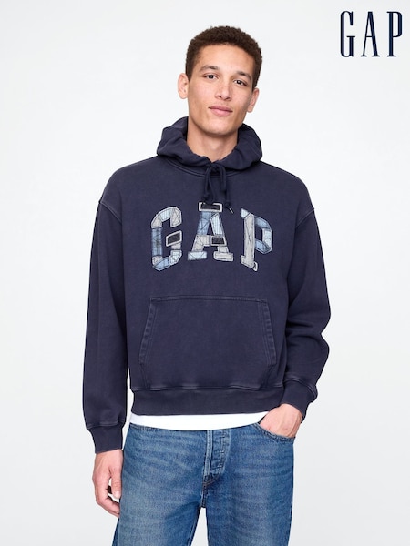 Gap Navy Blue Patchwork Logo Hoodie (F36020) | £75