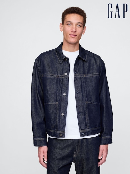 Gap Dark Indigo Blue UltraSoft Boxy Icon Denim Jacket (F36034) | £60