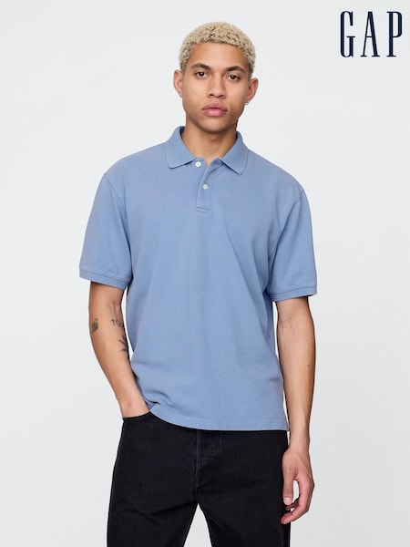 Gap Blue Cotton Pique Short Sleeve Polo Shirt (F36035) | £35